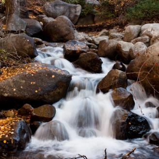 A small waterfall near the trailhead at Bell Canyon hike.