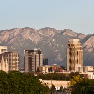 Down town Salt Lake City against the beautiful Wasatch Range backdrop. Mount Olympus is probably the most iconic mountain in the range.