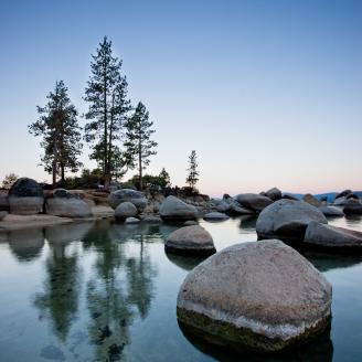 A tranquil morning at Sand Harbor, Lake Tahoe.